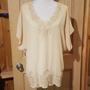 Daytrip Tan Chiffon Top Size L